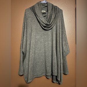 Roman Originals Heather Gray Cowl Neck Sweater oversized S/M dolman sleeves